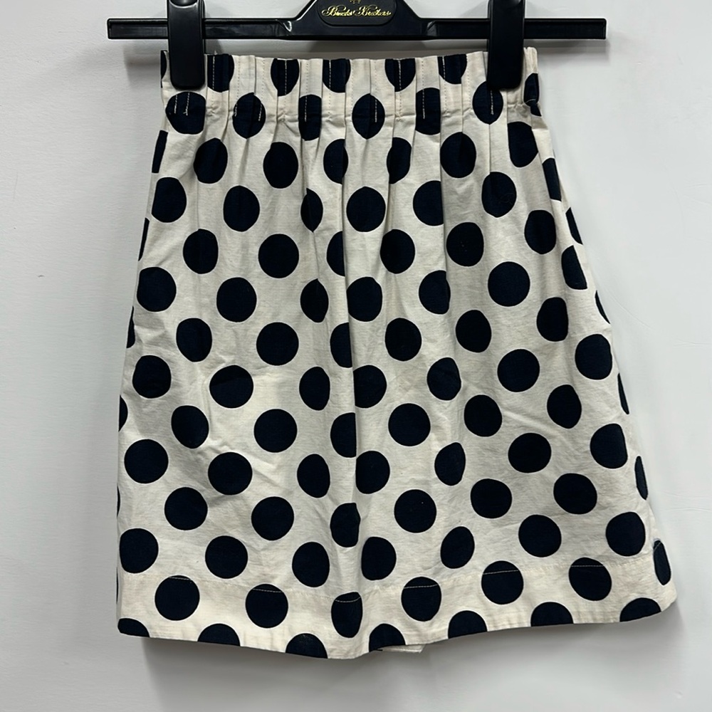 J crew crewcuts dark navy blue polka dot cream skirt 10